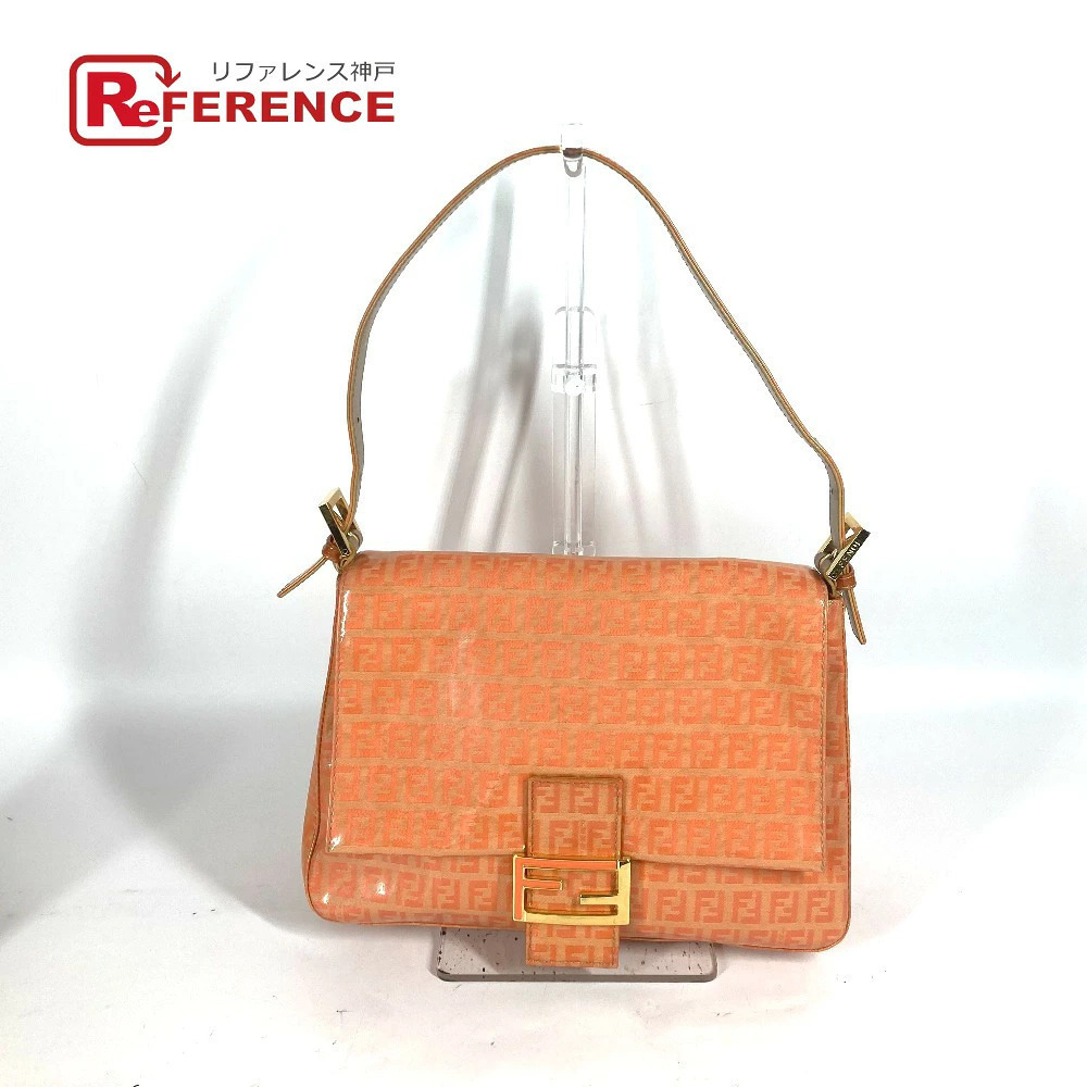 Fendi Zucca Mamma Bucket Shoulder Bag Flap Enamel Orange